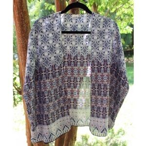 Nordstrom Blue & Red Printed Kimono